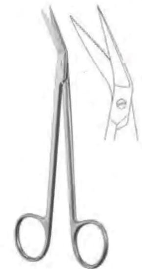 Ножиці препарувальні, назальні, зігнуті під кутом 25⁰, 165 мм, гострокінцеві RAJ IMPEX 04-303